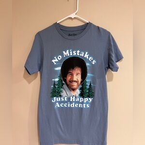 Bob Ross Short Sleeve T-Shirt No Mistakes Just Happy Accidents Size Small